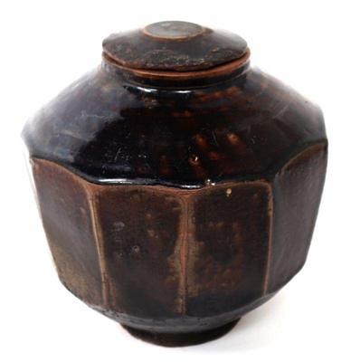 Lot 444 korean brown stoneware faceted vessel 19th c.