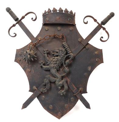 Lot 296 medieval iron rampant lion coat of arms