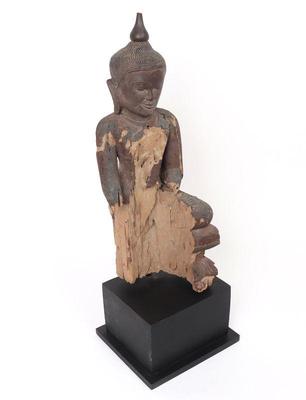 Lot 374 burmese wood carved seated buddha 19th century