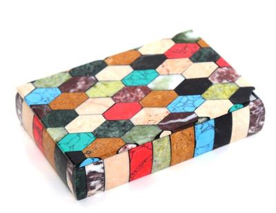 Lot 215 multiple mineral mosaic jewelry box