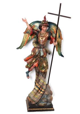 Lot 289 life size archangel st michael polychrome santo, 18th c.