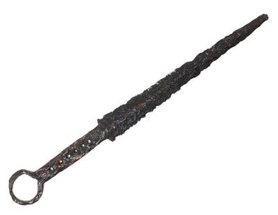 Lot 28 medieval quillon dagger with ring pommel 14th c.