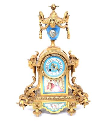 Lot 346 french gilt bronze porcelain mantle clock, louis xvi style