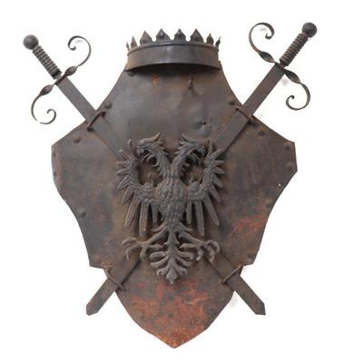 Lot 297 medieval shield swords iron plaque