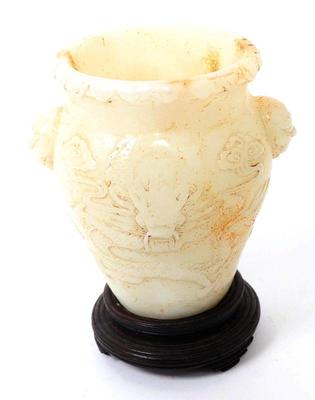 Lot 392 nice chinese hardstone vase with mounted stand