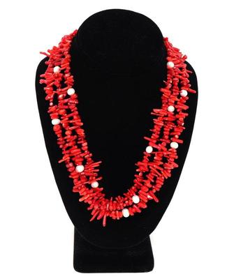 Lot 243 amazing bright red pearl layered necklace