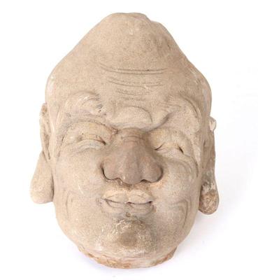 Lot 407 rare sandstone luohan head probably ming dynasty