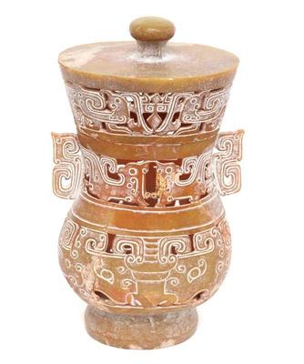 Lot 388 chinese hardstone openwork vase wlid