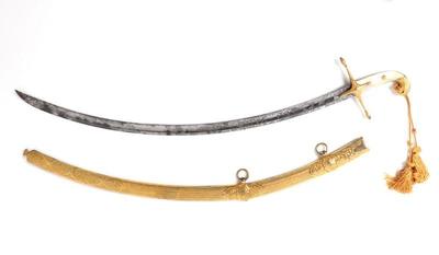 Lot 44 mameluke hilted saber wmother of pearl grip