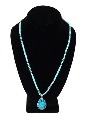 Lot 240 stunning teardrop natural turquoise necklace
