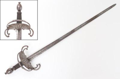 Lot 14 spanish steel crab claw sword 17th century