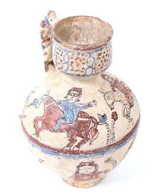 Lot 334 islamic terracotta ewer w horsemen