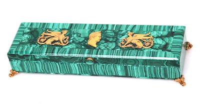 Lot 275 french intarsia malachite box with napoleon gilded bronze