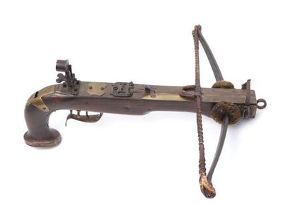 Lot 123 scarce crossbow' pistol, early mid 1800s