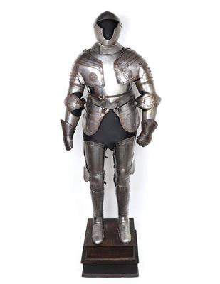 Lot 157 complete suit of knightly plate armour 17th century