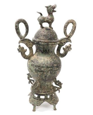 Lot 398 massive archaistic chinese bronze vessel