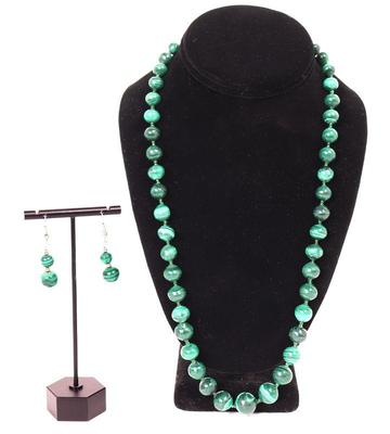 Lot 277 vintage malachite necklace and earrings