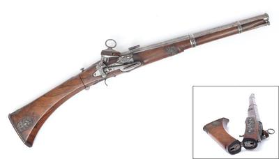 Lot 135 spanish chiseled folding stock flintlock carbine 18th c.