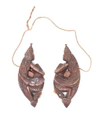 Lot 343 pair of wood carved burmese plumb line