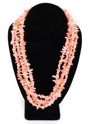 Sale Photo Thumbnail #230: Lot 242 four strand of stunning angel pink coral necklace