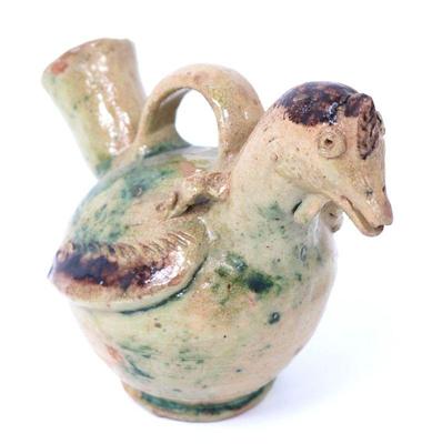 Lot 370 lovely islamic pottery chicken pouring vessel