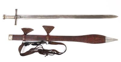 Lot 45 large silver handle mounted kaskara sword