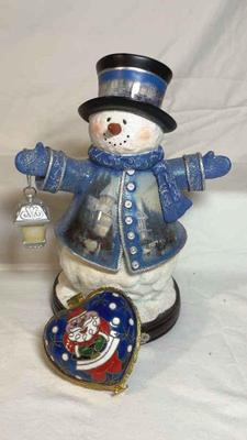 Thomas kincaid snowman santa trinket box