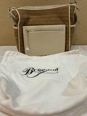 Brighton creamtan raffia leather tote bag purse