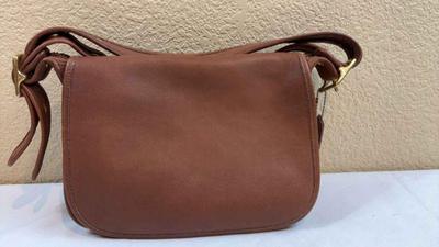 Dark tan coach handbag