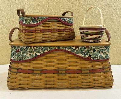 Longaberger christmas holly baskets