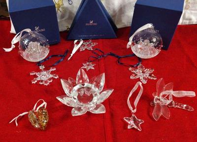 Group of swarovski ornaments decor