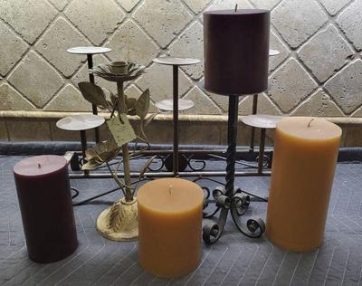 Metal candle holders and candles