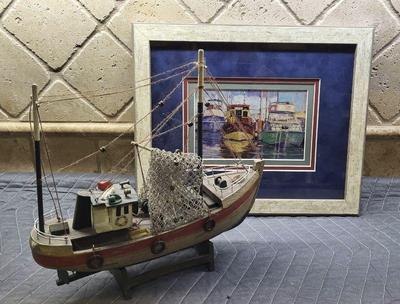 Wood trawler boat and print