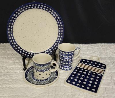 Mixed lot of boleslawiec polish pottery
