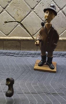 Vintage italian romer wood fisherman