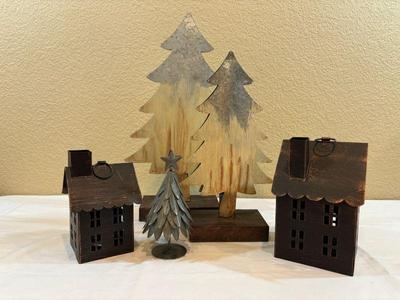 Metal tree s and houses