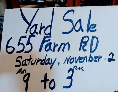Sat Nov 2 YARD SALE  9-3pm