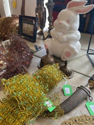 decorative beaded wire all sizes and bunny cookie jar