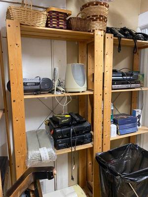 wooden shelves
