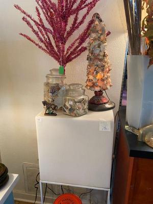 mid century vondam outdoor light and pink aluminum tree shell lamp