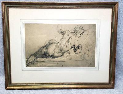 Bs031 vintage nude figure charcoal drawing unknown artist