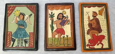 Bs003 peruvian saint imagery folk art ceramic tiles