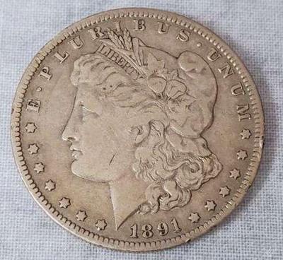 Mb042 1891 morgan silver dollar