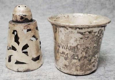 Mb087 sterling cup and salt shaker