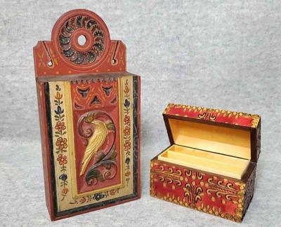 Bs007 vintage hand painted european wooden boxes
