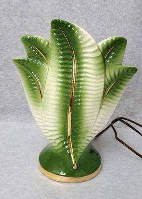 Ng339 mid century ceramic tropical palm leaf lamp