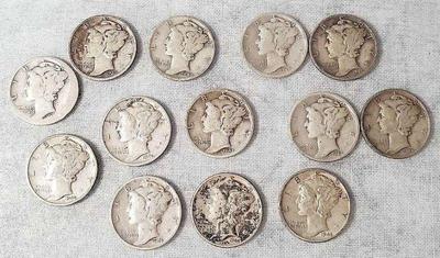 Mb063 mercury silver dimes lot 6