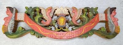 Bs006 vintage hand painted carved wood mermaid art plaque