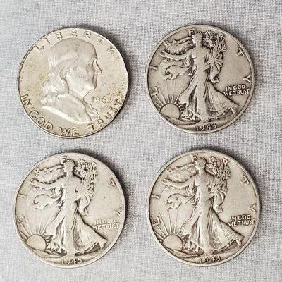 Mb056 walking liberty and franklin silver half dollar coins