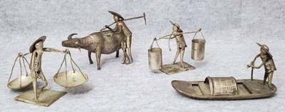 Mb009 asian artisan metal craft village folk figures